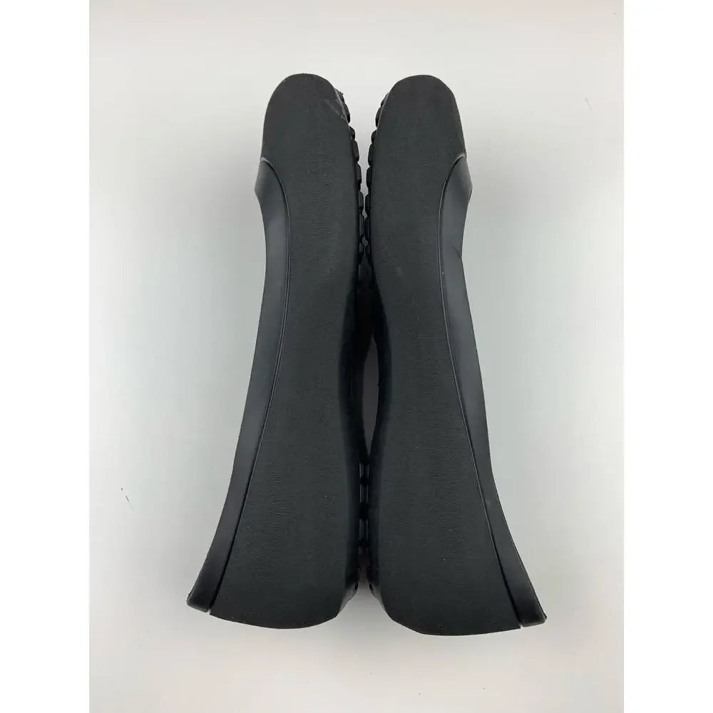 Crocs Mammoth Leopard Lined Ballet Flats Black Slip On Comfort Shoes Women's 9